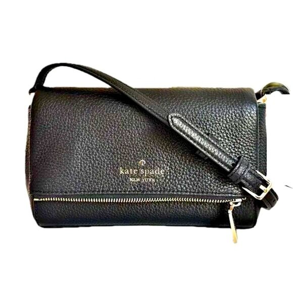 kate spade Handbags - Kate Spade Leila Mini Zip Leather Crossbody Bag in Black NWT $329
